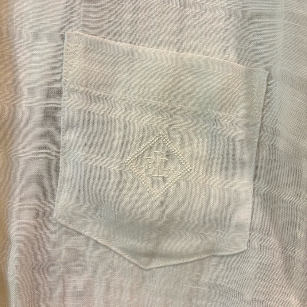 LAUREN Ralph Lauren Linen White Plaid Loose Oversized Fit Button Blouse Size S - Picture 3 of 10